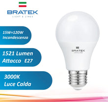 Carica l'immagine nel visualizzatore di Gallery, Bratek 6 Lampadine Led E27 Luce Calda 3000k 15w 1521 Lumen