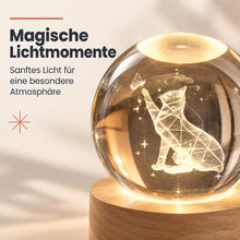 Carica l'immagine nel visualizzatore di Gallery, Winkee Sfera di cristallo 3D a forma di gatto, luce notturna a LED con base