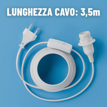 Carica l'immagine nel visualizzatore di Gallery, greate Portalampada E14 con cavo e interruttore bianco 3,5 metri - Porta lampadina E14 con spina max. 60W 250V