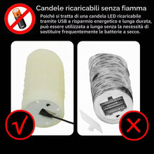 Carica l'immagine nel visualizzatore di Gallery, Lonkenn Candele LED ricaricabili Pack 2 - USB effetto fiamma telecomando, decorazione matrimonio Natale, dimmerabile-15 