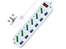 Carica l'immagine nel visualizzatore di Gallery, Extrastar Multipresa ciabatta elettrica 6 Posti 10/16A Bipasso Schuko 250V Max:2500W con interruttori indipendenti 1,5MT