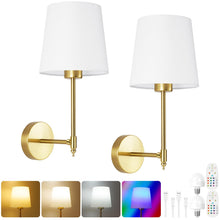 Carica l'immagine nel visualizzatore di Gallery, HOTUT Applique da Parete, 2 Pezzi Applique da Parete Interno con Telecomando, Lampada da Muro RGB Dimmerabile, Lampada d