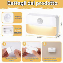 Carica l'immagine nel visualizzatore di Gallery, HOTUT Luce Notturna Batteria, 2 Pezzi Luce Notturna con Sensore di Movimento da Interno, Bambini, Bianca Calda per Camer