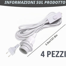 Carica l'immagine nel visualizzatore di Gallery, 4 portalampada E14 con interruttore, attacco E14 con cavo da 3,5 m, per lampada a sospensione, plafoniera, lampade fai d