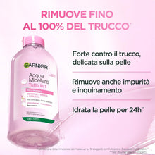 Carica l&#39;immagine nel visualizzatore di Gallery, Garnier SkinActive Acqua Micellare Tutto in 1, Per Pelli Sensibili, 100% del Trucco Rimosso, Pelle Detersa e Idratata per 12H, Senza Residui e Senza Risciacquo, Con Micelle e Glicerina, 400 ml