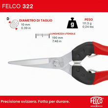 Carica l'immagine nel visualizzatore di Gallery, FELCO 322 forbici da raccolta in acciaio inox per la raccolta, 10 mm