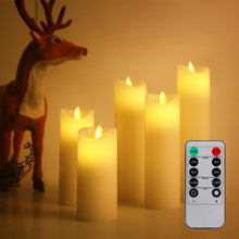 Carica l'immagine nel visualizzatore di Gallery, CCLIFE velas elettriche e LED in vera cera con telecomando, funzione timer, paraffina, funzionamento a batteria,Beige 5 pezzi