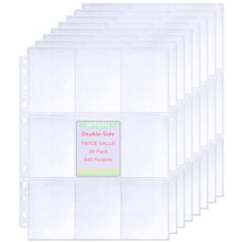 Carica l'immagine nel visualizzatore di Gallery, 540 Buste per Carte da Collezione, Doppio Lato 9 Sacchetti, Fogli di Carte Ultra Trasparenti 11 Fori per Raccoglitore ad