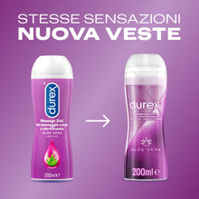 Carica l&#39;immagine nel visualizzatore di Gallery, Durex Massage 2 in 1 Aloe Vera, Lubrificante Sessuale Intimo, Adatto anche per Rapporti Intimi e Massaggi, Gel Lubrificante a Base d&#39;Acqua, Formato Convenienza, 200 ml
