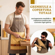 Carica l'immagine nel visualizzatore di Gallery, EBHO 1 Grembiule Barbecue Uomo Divertente Con Asciugamano Stampa Auto D’Epoca Grembiule Cucina Uomo Stile Head Chef