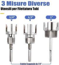 Carica l'immagine nel visualizzatore di Gallery, Mesee Kit per Filettatura Tubi PVC, Strumento per Filettatura Interna ed Esterna Integrata, Compatibile con Trapano Elet