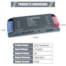 Carica l'immagine nel visualizzatore di Gallery, AXFEE 150W Alimentatore LED, Driver LED AC 220V a DC 24V, Slim Transformer