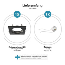 Carica l'immagine nel visualizzatore di Gallery, ledscom.de 6x cornice da incasso a soffitto RIR cornice da incasso nero opaco angolare (LED/alogeni/GU10/MR16/PAR16/50mm