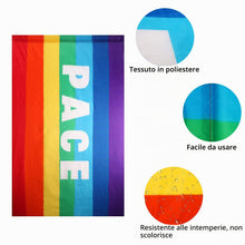 Carica l'immagine nel visualizzatore di Gallery, Bandiera Pace Arcobaleno 90x150cm, Dell'Ucraina, Rainbow Flag per Interno, Esterno, Giardino (A)