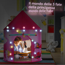 Carica l'immagine nel visualizzatore di Gallery, HOTUT Tenda per Bambini, Casetta da Giardino per Bambini con Luci Fatate e Adesivi Unicorno, Tenda da Gioco Castello da 