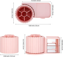Carica l'immagine nel visualizzatore di Gallery, LETURE Organizzatori rotanti da scrivania e accessori con 2 cassetti, portapenne per scrivania, organizer da scrivania e accessori per ufficio e casa (rosa)
