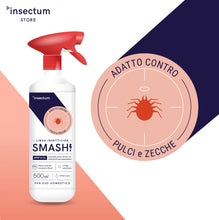 Carica l'immagine nel visualizzatore di Gallery, SMASH Spray Antipulci e Antizecche per Ambienti e Tessuti - Adatto per Ambienti con Animali Domestici - 1x500ml - Per us