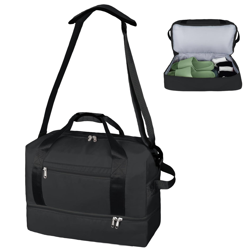 ehsbuy Ryanair, bagaglio a mano da donna e da uomo, 40 x 20 x 25 cm, impermeabile, da portare con sé, da viaggio, fine settimana, con custodia per scarpe, Nero , Taglia unica