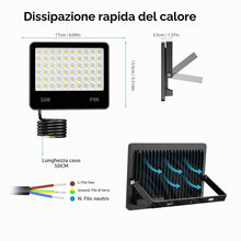 Carica l'immagine nel visualizzatore di Gallery, Faretto LED Da Esterno 50W 2 Pezzi - 5000LM 6500K Super Luminoso Bianco Freddo Faro LED Esterno, IP66 Impermeabile Luce 
