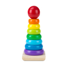 Carica l&#39;immagine nel visualizzatore di Gallery, Melissa &amp; Doug Gioco Torre Bambini con Anelli Impilabili Arcobaleno in Legno | Piramide | Incastri Educativi | Giochini Regalo 18 Mesi