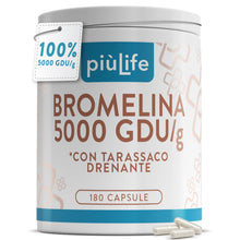 Carica l'immagine nel visualizzatore di Gallery, Bromelina 5000 GDU/g 1200 mg con Tarassaco Drenante PiùLife, 180 Capsule