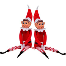 Carica l'immagine nel visualizzatore di Gallery, 2 Pezzi Elfie Pupazzo a forma di elfo birichino, Con corpo morbido e viso in vinile, 15 Pollici, Elves Behavin Badly 39 cm rosso gamba lunga con cappello, Peluche