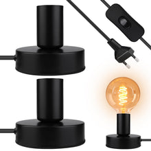 Carica l'immagine nel visualizzatore di Gallery, Set di 2 lampade da tavolo con portalampada E27, portalampada da soffitto con attacco E27, piccola lampada da tavolo ind