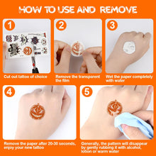 Carica l'immagine nel visualizzatore di Gallery, ACWOO Tatuaggi Temporanei per Bambini, 10 Fogli Luminosi Halloween Tatuaggi Set, Halloween Impermeabile Temporaneo Tattoos per Compleanno Regalo Festa di Halloween Cosplay Decorazioni