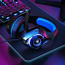 Carica l&#39;immagine nel visualizzatore di Gallery, Tatybo Cuffie Gaming, Cuffie Gaming con Microfono Noise Cancelling, Stereo Bass Deep, Cuscinetti Auricolari Proteici, per PS4 PS5 PC Xbox One Mac Switch, Blu