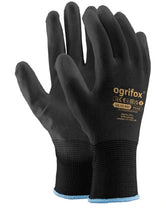 Carica l'immagine nel visualizzatore di Gallery, Ogrifox OX-Poliur Bb9 OX.12.442 - Guanti protettivi da lavoro in poliestere, confezione da 12, colore: Nero/Nero, taglia