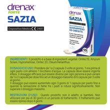 Carica l'immagine nel visualizzatore di Gallery, Drenax Forte Sazia – Dispositivo Medico CE – 45 Capsule – Uso Orale – Senza Glutine