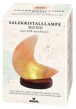 Carica l'immagine nel visualizzatore di Gallery, Moses Omm for You - Lampada di Cristallo di Sale Luna con USB, LED e Base in Palissandro