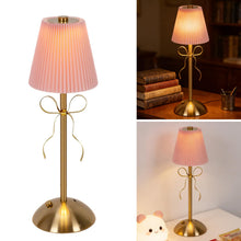 Carica l'immagine nel visualizzatore di Gallery, Lampada da Tavolo a LED,Piccola Lampada da Tavolo con Fiocco Dorato,Lampada da Scrivania a LED Ricaricabile,Lampada da T