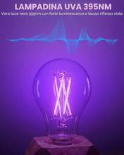 Carica l'immagine nel visualizzatore di Gallery, A19 E27 6W Lampadina nera per Halloween 395nm UV Glow Dimmerabile 4 pacco