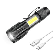Carica l'immagine nel visualizzatore di Gallery, Mulin Torcia LED Ricaricabile, Potente Professionale, 3 modalità zoomabile, COB piccola Torcia Tascabile a LED con Magne
