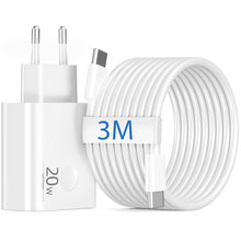 Carica l'immagine nel visualizzatore di Gallery, 20W USB C Caricatore Rapido + 3M Cavo per iPhone 18 Pro Max Duo 17 16 15