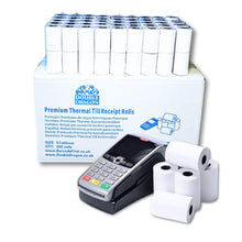 Carica l'immagine nel visualizzatore di Gallery, Double Dragon, Rotolo di ricevuta termica premium da 57 x 40 mm per macchina per carte di credito PDQ, POS, EPOS, registratore di cassa [Confezione da 20]