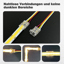 Carica l'immagine nel visualizzatore di Gallery, Set di 16 connettori COB LED a 3 poli, 10 mm, connettori trasparenti a 3 pin, per strisce LED COB LED, con 8 a forma di 