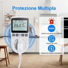 Carica l'immagine nel visualizzatore di Gallery, KETOTEK Misuratore Consumo Elettrico, Contatore Energia Elettrica 11 Modalità di Monitoraggio 3680W, Misuratore di Poten