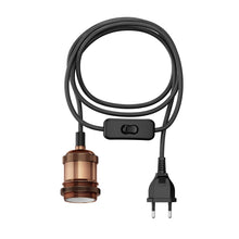 Carica l'immagine nel visualizzatore di Gallery, ledscom.de Cavo tessile RETRA, spina, interruttore, bronzo opaco, 3 m, portalampada, 1x E27 max. 60 W