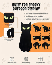 Carica l'immagine nel visualizzatore di Gallery, Decorazioni da Giardino Halloween 6 Pezzi Gatto Nero, Picchetti Estremi UV-Stabili e Occhi Riflesso, Inserimento Rapido 