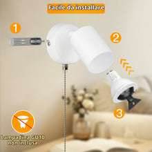 Carica l'immagine nel visualizzatore di Gallery, Dehobo Applique da Parete Interno GU10 con Interruttore a Tirante, Regolabile, Lampada da Parete interno in Metallo Adat