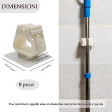 Carica l'immagine nel visualizzatore di Gallery, Porta Scope Parete 8 Pezzi, Autoadesivo Appendi Scope a Muro,ABS Portascope da Muro Regolabile Appendibile, Non è necess