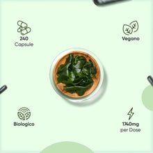 Carica l'immagine nel visualizzatore di Gallery, Spirulina e Clorella Biologiche Certificate, 240 Capsule Vegane Superfood