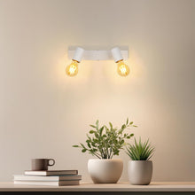 Carica l'immagine nel visualizzatore di Gallery, Kimjo Plafoniera LED Soffitto con 2 Faretti, Bianco Faretti da Soffitto E27