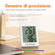 Carica l'immagine nel visualizzatore di Gallery, GRIFEMA GA2902 Mini Termometro Digitale Interno Igrometro, Piccolo Digitale Misuratore di Umidità, Adatto per Serre, Viv