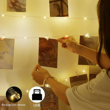 Carica l'immagine nel visualizzatore di Gallery, AUAUY Luci Per Foto, 10M 100LED Camera da Letto, con 60 Clips, Batteria