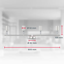 Carica l'immagine nel visualizzatore di Gallery, B.K.Licht Plafoniera LED Soffitto moderna, 605x105 mm, 5W 400Lm, Faretti da soffitto, Lampadario Cucina, luce bianca 300