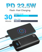 Carica l'immagine nel visualizzatore di Gallery, Power Bank 27.000mAh 22.5W PD3.0 QC4.0 Ricarica Rapida Batteria Esterna 3A USB C Caricatore Portatile con LCD Display Digitale 3 Uscite e 2 Ingressi per Smartphone and more