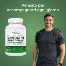 Carica l'immagine nel visualizzatore di Gallery, Bandini® Vitamina K2 MK7 200µg | 400 Compresse | Menachinone Alto Dosaggio